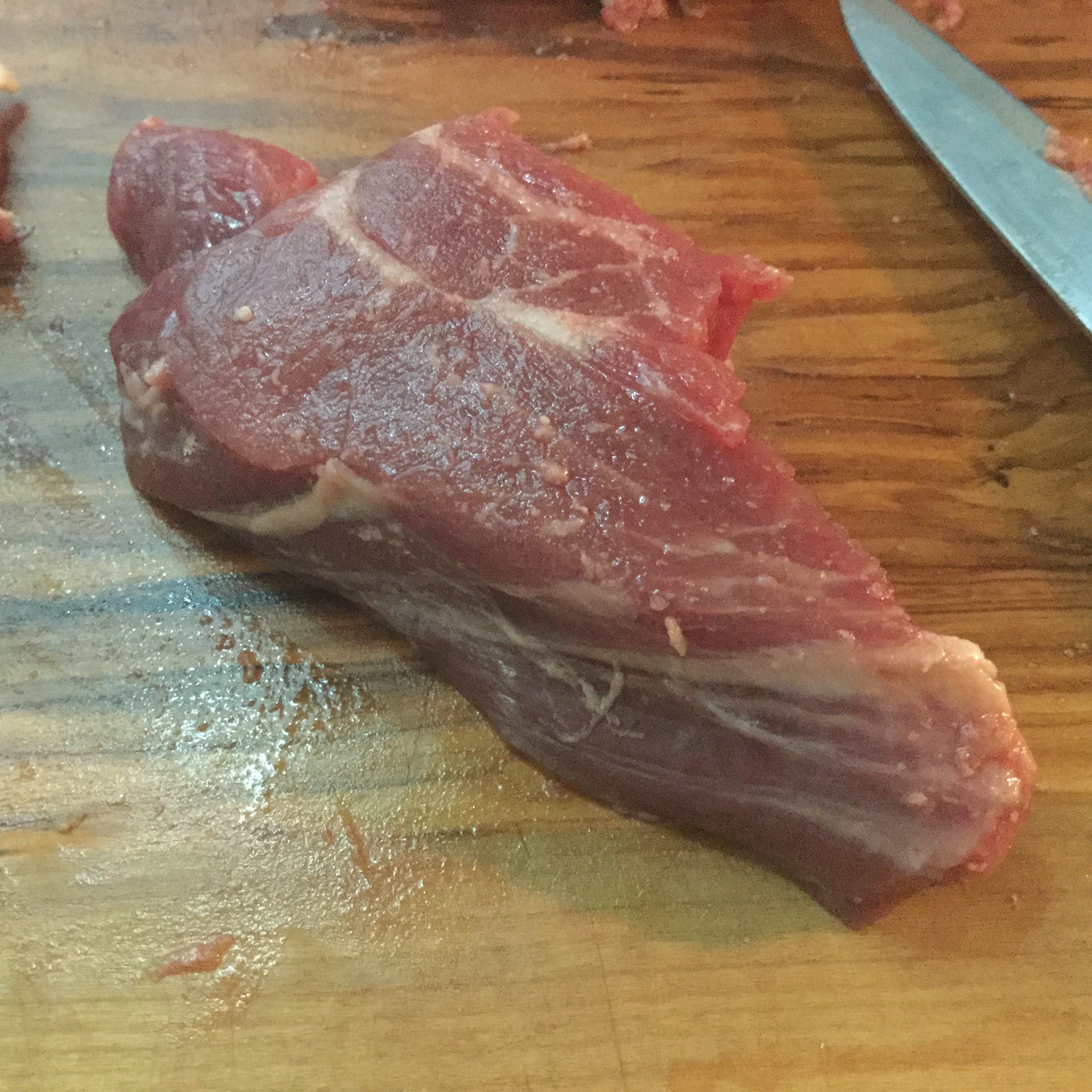 a fresh lamb chop, bone removed